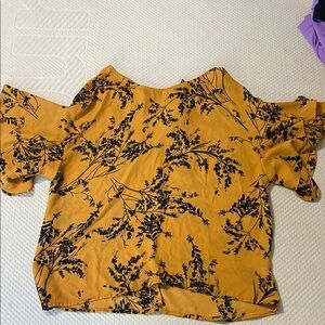 a.n.a Flutter Sleeve Ruffled Blouse Yellow Orange